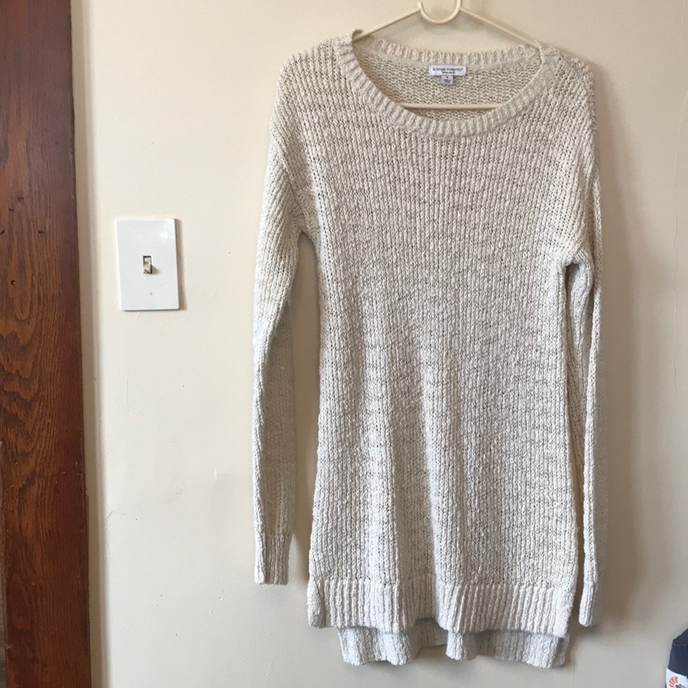 Liz Lange maternity cream and gold sweater